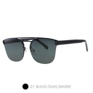 Metal&Nylon Polarized Sunglasses, Two Bridge Half Rim Frame A18029-01