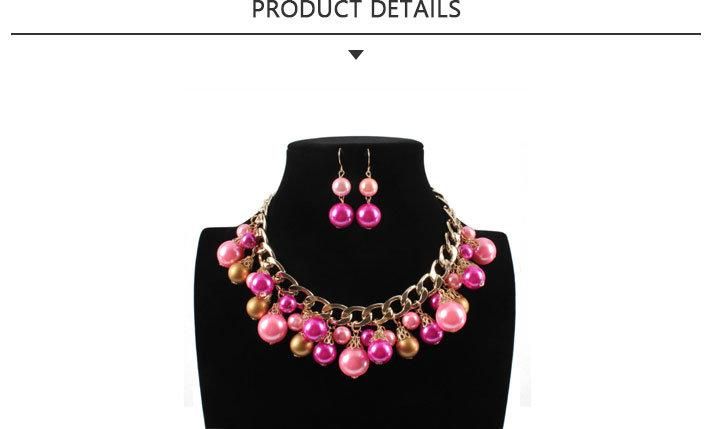 2020 Most Popular Fashion Pink Bead Necklace Jewelry Set