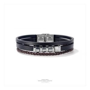 Fashion Design Multilayer Leather Stainless Steel Bracelet for Men
