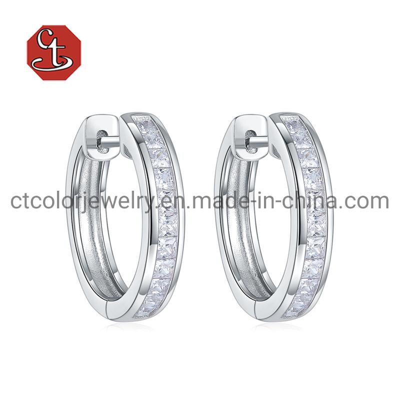 925 Silver 18K Gold Elegant Circle Huggie Hoop Earrings Enamel Earring