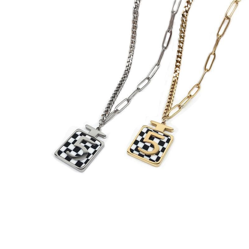 Manufacturer Custom Jewelry 2022 New Arrivals Korean Stainless Steel Fashion Jewelry Bijoux En Aci Inoxyd Number Necklace Wholesale