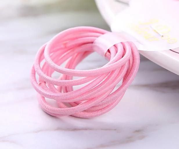 Multi Color Girls Hair Accessories 2mm Rubber Ponytail Hair Ties Elastic Rope Ring Loops Hair Bands