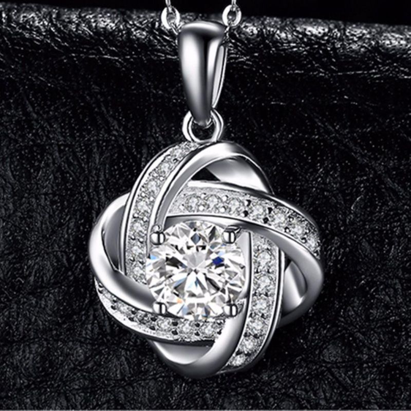 Cubic Zirconia Necklace Pendant 925 Sterling Silver as Gifts for Your Lover