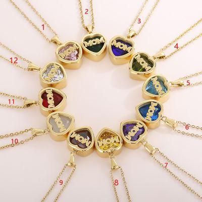 Factory Customized Fashion Stainless Steel Necklace High Quality Mother&prime; S Day Heart Charm Necklace Gold Plated Stainless Steel Jewelry
