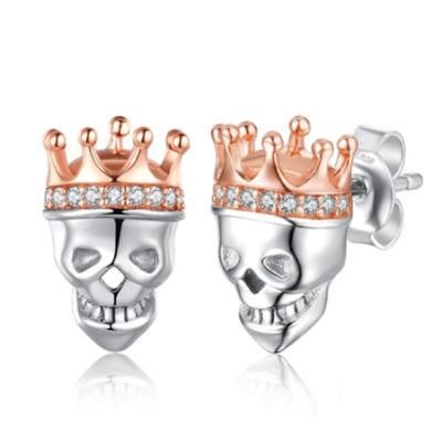 925 Sterling Silver Skull Design Jewellery Retro Fashion Jewelry Punk Earrings Skull Stud Earrings