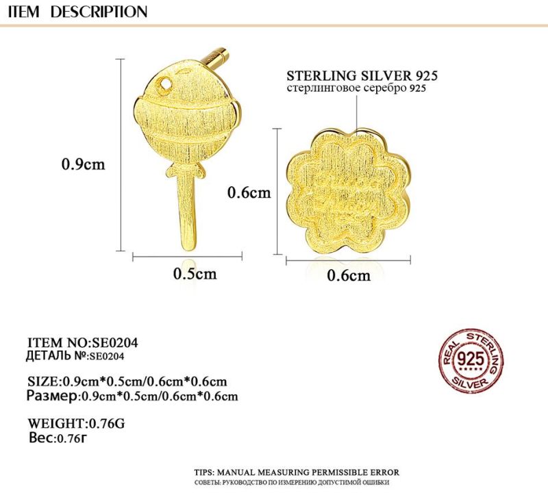Lollipop and Mooncake Shape Earrings Jewelry Studs
