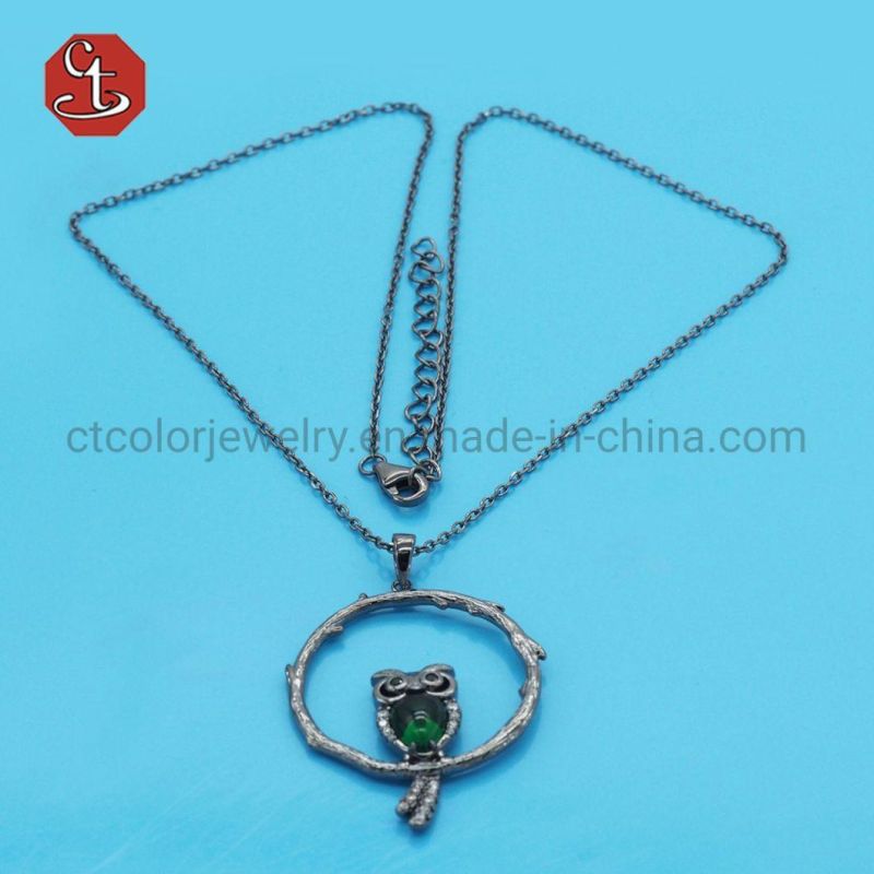 Cute Owl Women Finger Ring Green Imitation Crystal Simple Animal Jewelry Personality Party Accessories Silver Color New