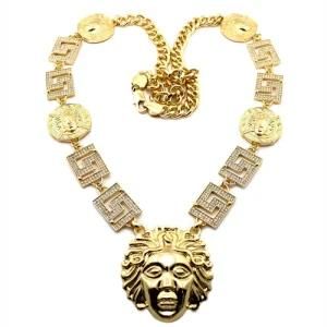 New Gold Plated Zinc Alloy Fashion Jewelry Hip Hop Tyga&prime;s Style Medusa Pendant Necklace