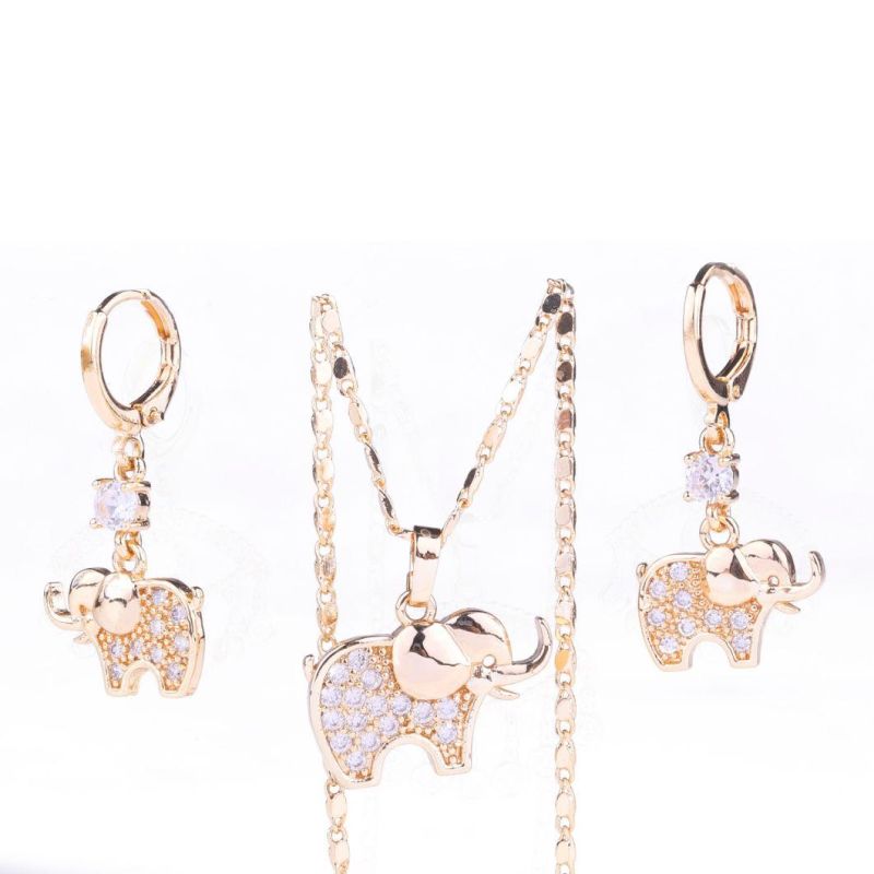 Colorful Party Jewelry CZ 18K Rose Gold Jewelry Set with Necklace and Earring