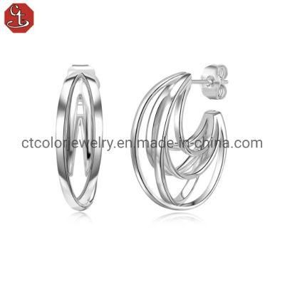 Plain Silver Fashion Earrings Factory Custom Jewelry Wholesale Fashion Jewellery for Women