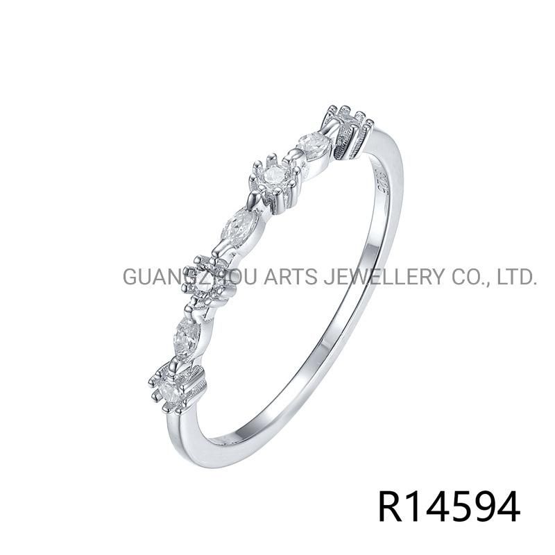 925 Sterling Silver Fashion Cross Sparkling Clear CZ Finger Ring