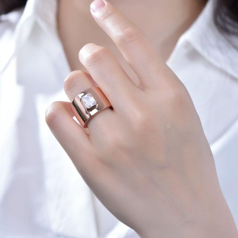 Anillo De Customize Rose Gold Ring Womens Big Size Big Rings for Women Lady Gold Plated Women Bands Zircon Ring