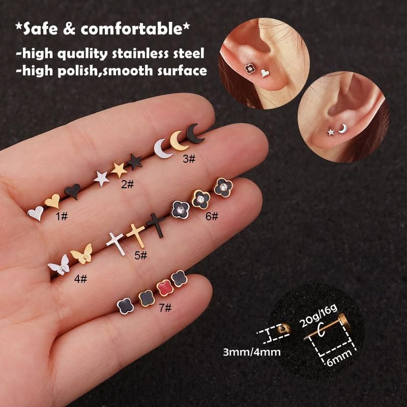 Stainless Steel Earrings Stud Fashion Body Piercing Jewelry for Women Girls