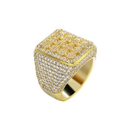 Micro Pave CZ Gold Plated Men&prime;s Sterling Silver Rings