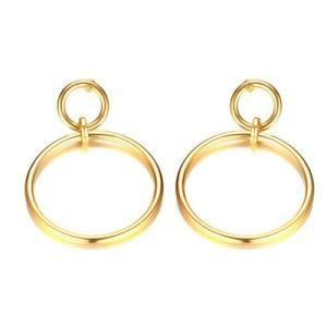 316L Surgical Titanium Steel Door Knocker Cool Gold Hoop Earrings