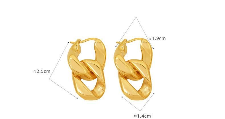 Irregular Geometric Double Ring Titanium Steel Plated 18K Gold Earring