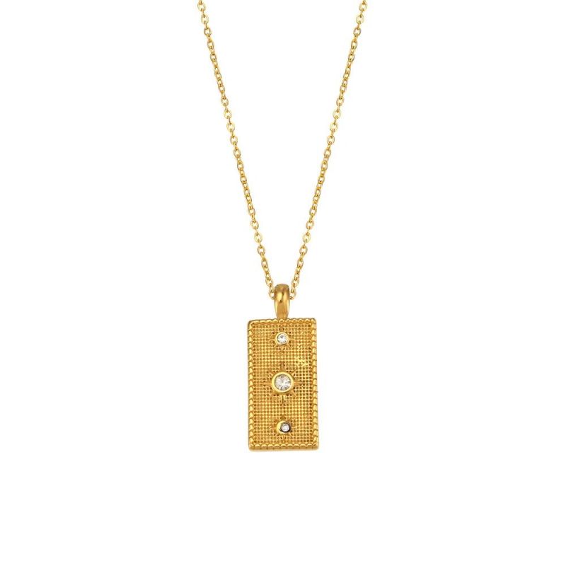 Manufacturer′s Custom Fashion Jewelry High Quality Fadeless Women′s Fashion Gold-Plated Stainless Steel Diamond Necklace