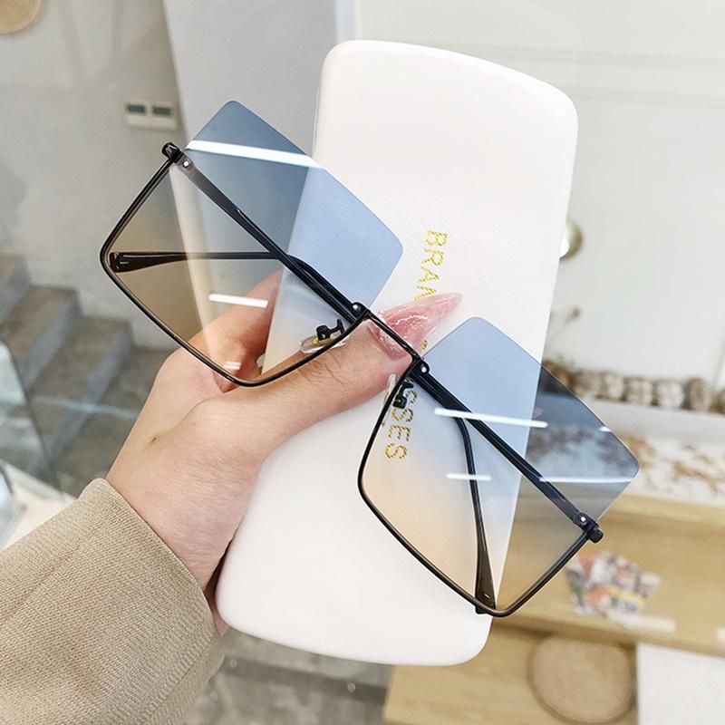 Fashion Half Frame Sun Glasses with Metal Retro Square Ink