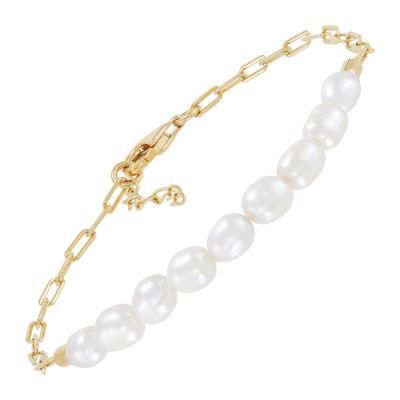 Factory Customized Fashion Jewelry 18K Gold Plated Stainless Steel Jewelry Freshwater Pearl Bracelet 18K Bracelet