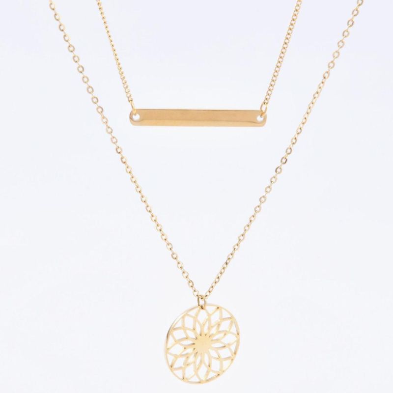 Wholesale Gold Plated jewelry Stainless Steel Layering Necklace for Girls with Custom Charm Pendant