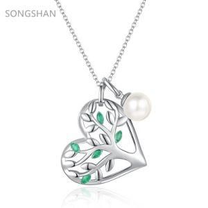 Top Seller 2021 S925 Sterling Silver Pearl Heart Life Tree Pendant Mother&prime; S Day Necklace