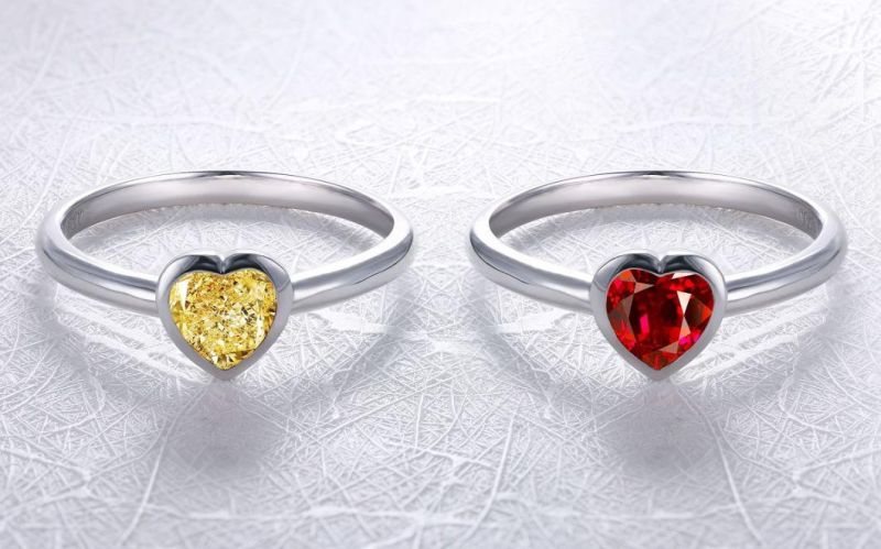 Fashion Accessories S925 1.0CT China Jewelry Heart Shape Simulated Diamond Factory Organized Fashion Ring