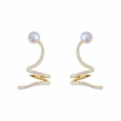 Fashion Rhinestone Pearl Ear Bone Clip Earrings Jewelry