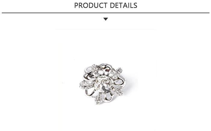 Quality Fashion Jewelry Flower Rhinestone Silver Ring