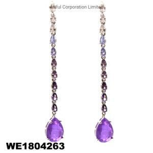 2020 New Design Purple Silver Earring