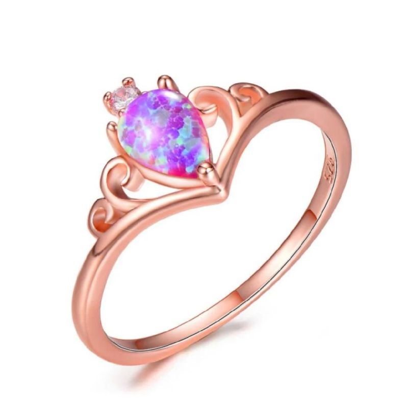 Wholesale Elegant Charming Opal Ring for Women Tarnish Resistant High Polish Minimalist Heart Silver Ring