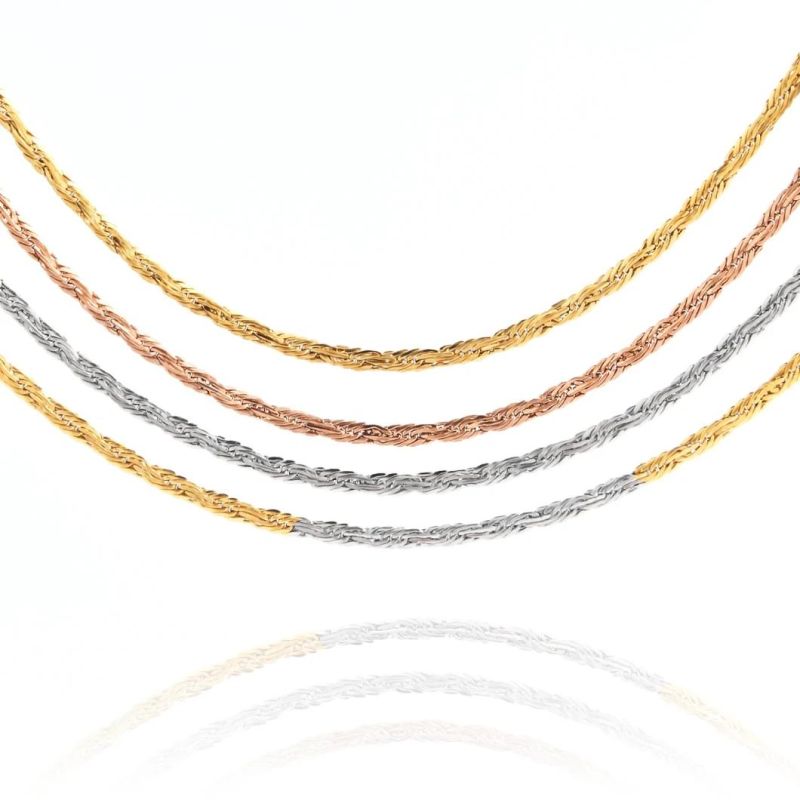 18K Gold Plated 316L Stainless Steel Fashion Rope Chain Necklace for Fashion Jewelry Making