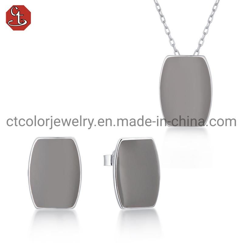 Wholesale Jewelry Grey Enamel 925 Silver  Pendant Necklace for Girls