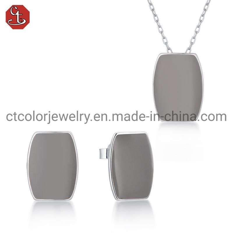 Wholesale Jewelry Grey Enamel 925 Silver Pendant Necklace for Girls