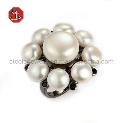 Luxury Freshwater Pearl Rings Natural Pearl Jewellery Exaggerated Fashion Pearl Ring
