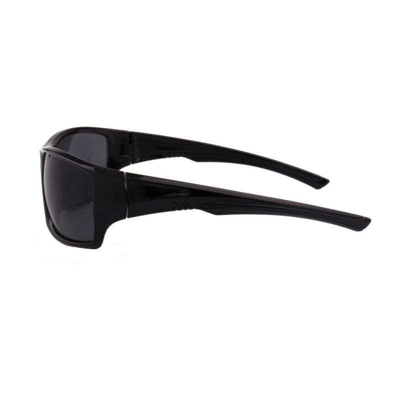 Small Black Frame Sport Sunglasses with Blue Tips