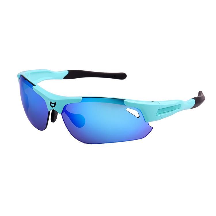 Blue Frame with Blue Mirror Adjustable Nose Sport Sunglasses
