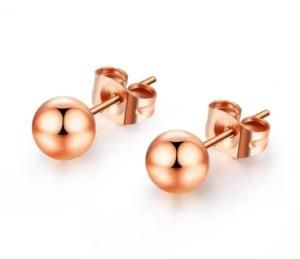 Simple Design Stud Earrings Fashion Cute Rose Gold Beans Earrings for Women Exquisite Titanium Steel Jewelry Christmas Gifts