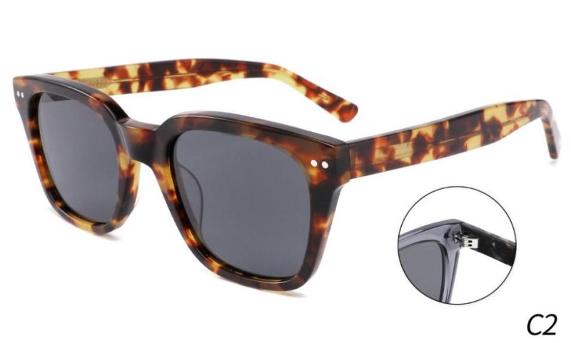 Lunettes-Soleil Square Vintage Tac Polarized Lenses Sunglasses Women 2021 Men Shades Acetate Frame