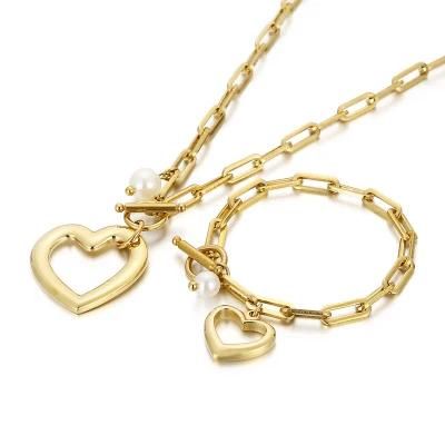 Manufacturer&prime;s Customized High Quality Waterproof Carved Heart Jewelry Set 2022 18K Gold Plated Stainless Steel Jewelry