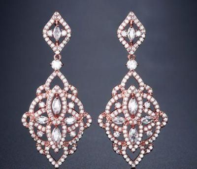 Rose Gold Wedding CZ Earring Jewelry, Bridal CZ Earring Jewelry, Bridesmaid Earring