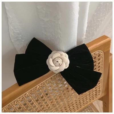 Factory Large Black Bow Flower Hairpin