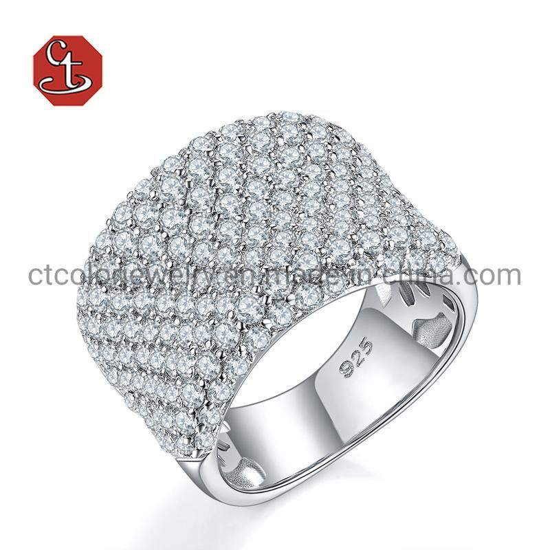 Fashion Jewelry 925 Sterling Silver and Brass Man or Women Jewelry Customized Design classical Luxury New Style Full Pave Set Cubic Zirconia Ring