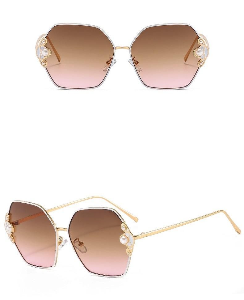 2022 New Metal Irregular Pearl Ladies Sunglasses UV 400 Sunglasses