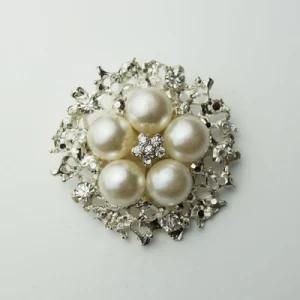 Garment Metal Brooch with Beads on It (PLB0018)