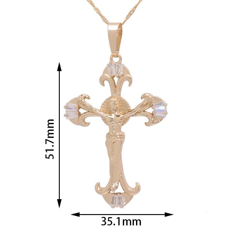 Wholesale Cubic Zirconia Jesus Cross Jewelry Necklace