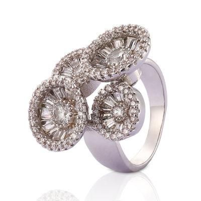 Fashion Women Rhodium Plated Silver Stainless Steel Engagement Wedding Finger Rings Jewelry