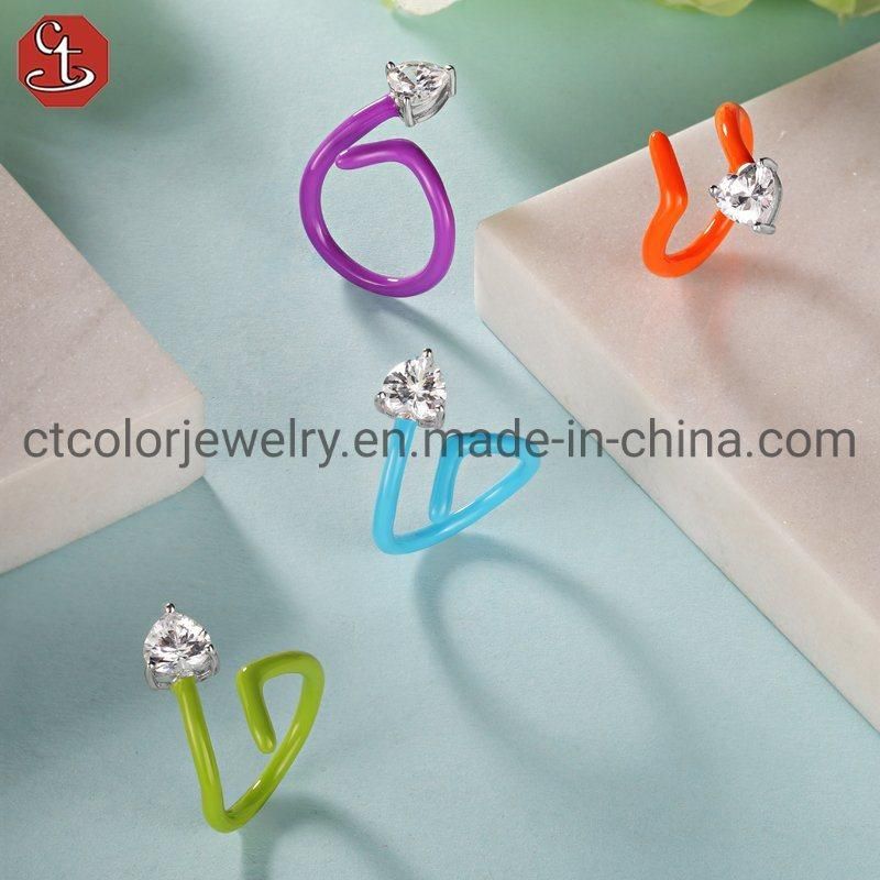 Fashion Jewelry Creative Adjustable Color Enamel Silver and Brass Ring