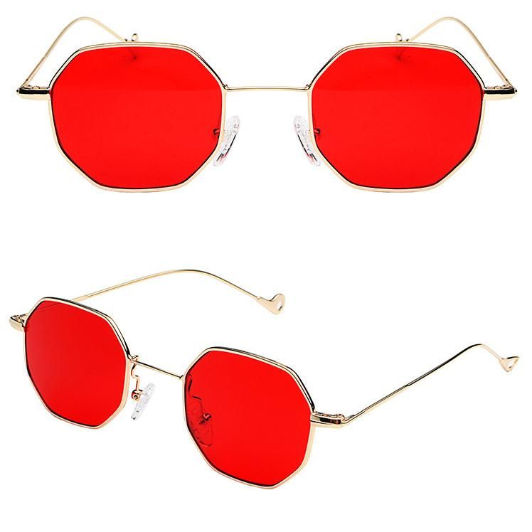 Hot Sell Men and Wome Fashion Retro Colorful Metal Frame Eyewear Small Square Octagonal UV400 Sunglasses