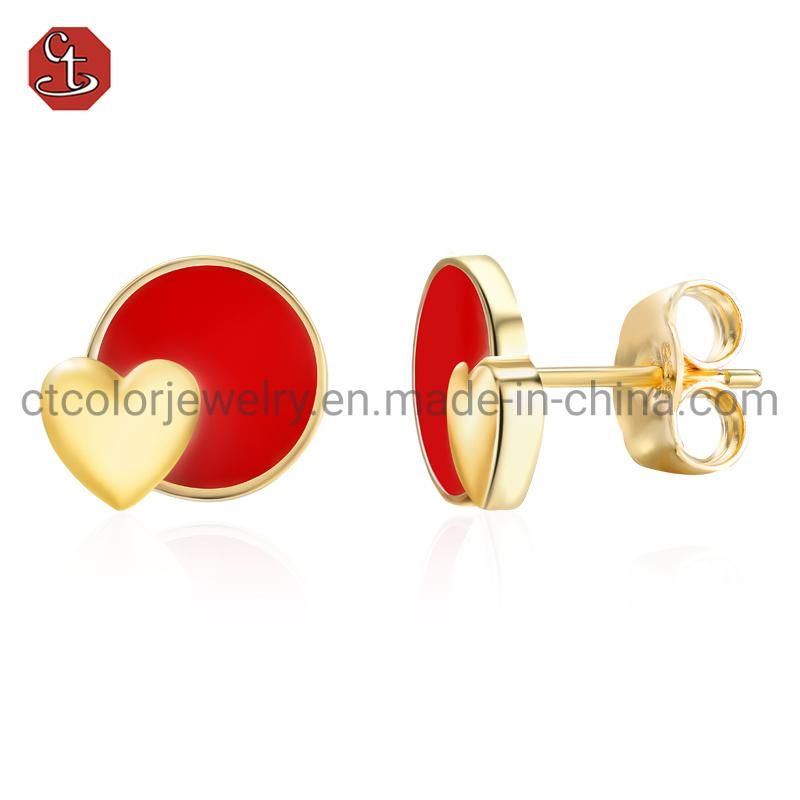 Trendy Jewelry Newest Design Enamel Heart Pendant Jewelry Set
