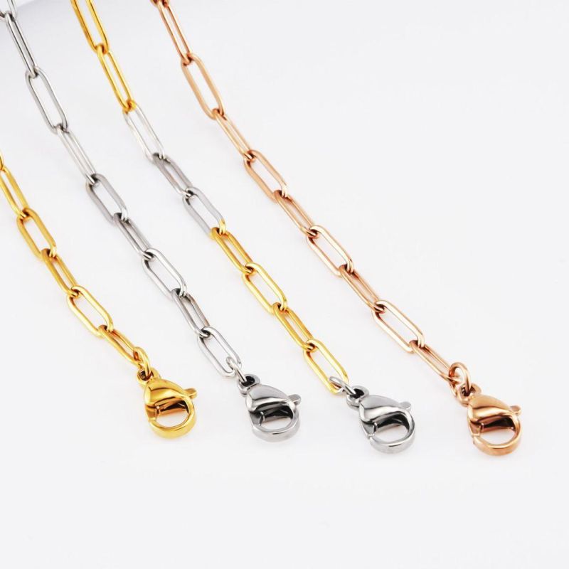Wholesales 18K Gold Plated Stainless Steel Long Flat Cable Chains Jewellery Accessories Fashion Jewelry Anklet Bracelet Necklace